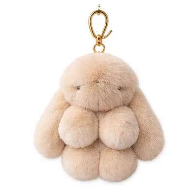 Produktbild von Kuscheliger 14cm Hasen Schlüsselanhänger, Kunstfell Hasen Schlüsselanhänger, Taschenanhänger - BUNNPY Beige