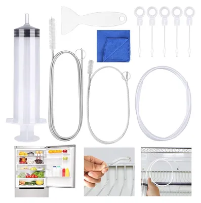 Produktbild von 11 Stück Kühlschrank Reinigungsset, Kühlschrank Abfluss Reinigung, Kühlschrank Entleerungsbagger, Rohrreinigungsspiralbürste Set für Entblocken Abflusslöchern Kühlschränke