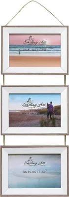 Image de Cadre photo en MDF - Décoration murale - Marron et blanc - 10 x 3 x 15 cm