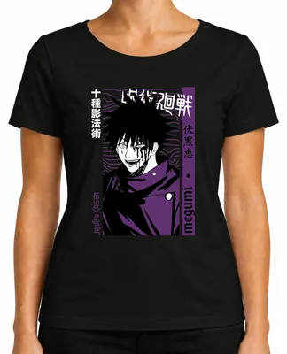 Obrázek produktu pro Jujutsu Kaisen Megumi Fushiguro Anime Manga tmavě fialové krvavé dámské tričko, černé, M