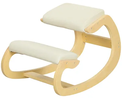 Produktbild von Kniehocker ergonomisch schaukelfähig Birkenholz für Homeoffice Haltungskorrektur Creme bis 120 kg 55 x 85 x 55 cm