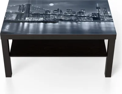 Produktbild von DEQORI Couchtisch 90x55 cm Schwarz 'Vollmond über New York' Glas Beistelltisch