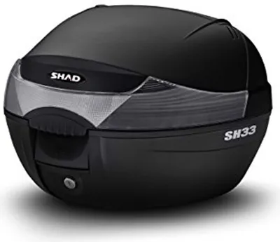 Produktbild von SHAD Top Case "SH 33", Ca. Maße: Breite 43cm, Höhe 31cm, Tiefe 42cm, 33l Inhalt, kompakter praktischer Koffer in dem z.B. Handschuhe und ein Helm Platz finden. Wird komplett mit Universalhalteplatte geliefert, daher passend für jeden Rohrgepäckträger und