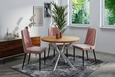 Produktbild von Runder Ausziehbarer Esstisch für 8-12 Personen - Loft Style Tisch mit Weißen Metallbeinen - 120 bis 200 cm - Industrieller Tisch für Wohnzimmer - Spacesaver - Lancelot Eiche - 120 cm