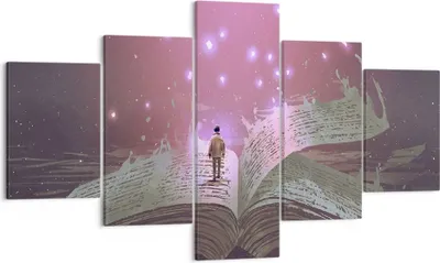 Produktbild von Bild auf Leinwand - Leinwandbild - Fantasy Buch - 125x70cm - Wand Bild - Wanddeko - Wandbilder - Leinwanddruck - Bilder - Kunstdruck - Wanddekoration - Leinwand bilder - Wandkunst - EA125x70-4010
