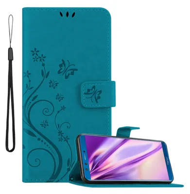 Obrázek produktu pro Cadorabo Pouzdro pro Honor 9X LITE Blue Ochranný kryt Mobilní pouzdro Pouzdro Flowers Flower