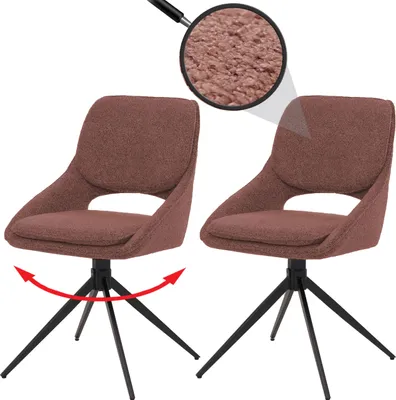 Produktbild von 2er-Set Esszimmerstuhl HWC-N73, Küchenstuhl, drehbar Auto-Return, Stoff/Textil Boucle (540g/m²)   braun