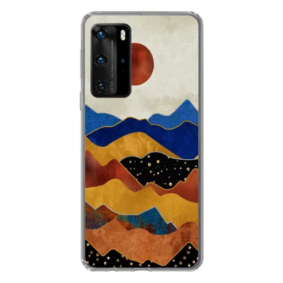 Produktbild von MuchoWow® Handyhülle Schutzhülle Hülle für Huawei P40 Pro Gold - Bronze - Blau Silikon Softcase Handy Hülle - Schutz