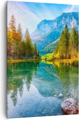 Produktbild von Bild auf Leinwand - Leinwandbild - Einteilig - Landschaft Berge Morgendämmerung - 70x100cm - Wand Bild - Wandbilder - Leinwanddruck - Wanddekoration - Leinwand bilder - Wandbild - PA70x100-4456