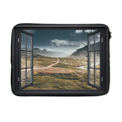 Produktbild von MuchoWow® Laptop Hülle 13 Zoll Aussicht - Weg - Berg Laptoptasche - Laptophülle - Sleeve - Rundumschutz