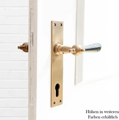 Produktbild von Drückergarnitur für Haustüren-Langschilder-Edles Design |PZ92| Messing patiniert