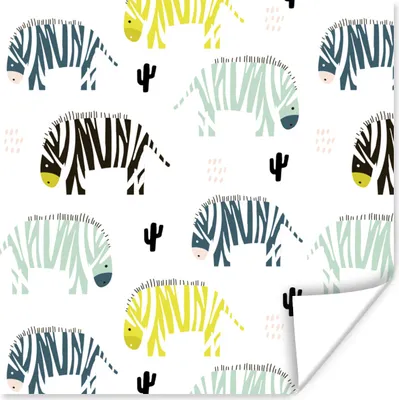 Produktbild von MuchoWow® Poster Zebra - Kaktus - Weiß 50x50 cm - Wohnzimmerdekoration