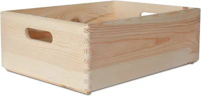 Produktbild von Creative Deco XL Große Holzkiste Obstkiste Korb | 40x30x13cm (+/-1cm) | mit Griffen | ohne Deckel | Hölzernen Kasten Unlackiert Holzbox Kiste