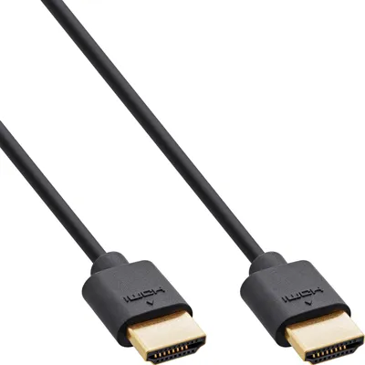 Produktbild von InLine Slim Ultra High Speed HDMI Kabel, 8K4K, Stecker / Stecker, 1m, 1 m, HDMI Typ A (Standard), 2 x HDMI Type A (Standard), 3D, 48 Gbit/s, Schwarz
