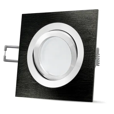 Produktbild von SSC-LUXon LED Einbauspot QF-2 schwenkbar eckig in schwarz gebürstet - mit Milky LED GU10 4W warmweiß 230V - Decken Einbaulampe