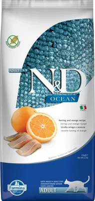 Productafbeelding van Farmina Pet Food N&D Ocean, Hering en Sinaasappel, Volwassen dier, Geschikt voor alle rassen, Hering, 10 kg, Zonder granen