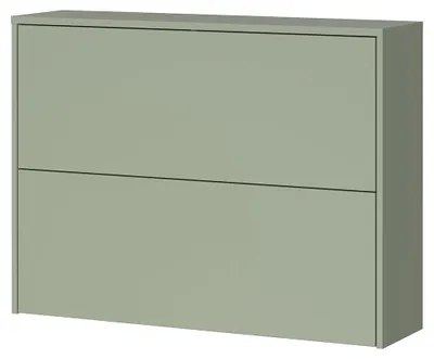 Produktbild von Flur Schuhschrank mit 99 cm Breite in grün und Eiche, 2 Klappen, geringe Tiefe - BAIANO-01