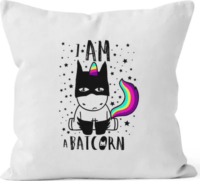 Produktbild von Kissenbezug Einhorn Unicorn Batcorn Kissenhülle Dekokissen 40x40 Baumwolle MoonWorks® weiß unisize