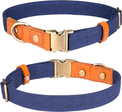 Produktbild von Verstellbare Nylonhalsband mit metallischem Sicherheitsverschluss für große Hunde (L dunkelblau)