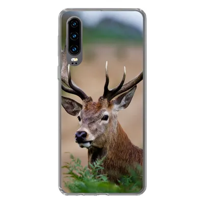 Produktbild von MuchoWow® Handyhülle Schutzhülle Hülle für Huawei P30 Hirsche - Farne - Natur Silikon Softcase Handy Hülle - Kartenbesitzer