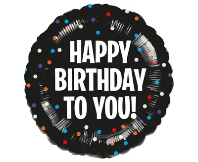 Produktbild von Heliumballon gefüllt Folienballon inkl. Helium Happy Birthday rund schwarz neutral 40 cm in einer Deko-Box