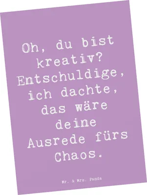 Produktbild von Mr. & Mrs. Panda Fotokarte Spruch Kreatives Chaos - Lavendeltraum - Geschenk, kreativ, Postkarte, Ansichtskarte, Zitat, inspirierend, Kunstkarten, Ansichtskarten, witzig