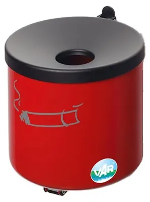 Produktbild von Robuster Ascher zur Wandmontage | 2,4 Liter, HxBxT 16x15,5x15,5cm | Stahl | Rot