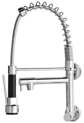Produktbild von Küchenarmatur mit hoher Bogen - Ausziehbare Handbrause - 360° drehbar - Edelstahl