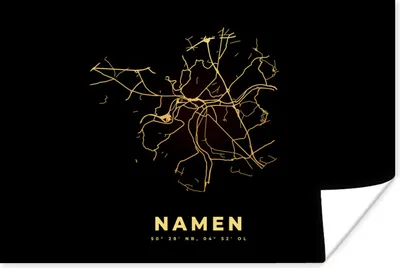 Produktbild von MuchoWow® Poster Namur - Karte - Gold - Belgien - Stadtplan - Karte 30x20 cm - Plakate - Print