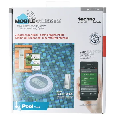Immagine prodotto di Trasmettitore per piscina MA 10700 con trasmettitore esterno MA 10702 come ripetitore aggiuntivo del trasmettitore per piscina al gateway
