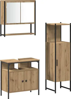 Image de Ensemble de mobilier de salle de bain 3 pc Marron