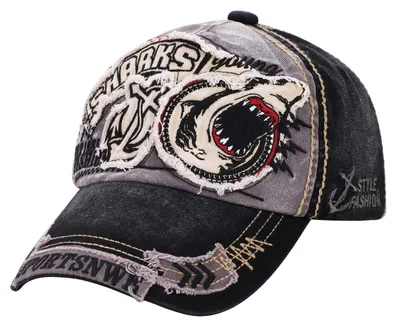 Immagine prodotto di Cappello da baseball, unisex, con motivo squalo, in cotone, regolabile, taglia 56-60 cm