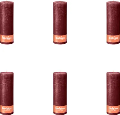 Image de Bolsius - Bougies rustiques - 300/100 - 1 par paquet - Rouge velours - Pack avantage - 6 pièces
