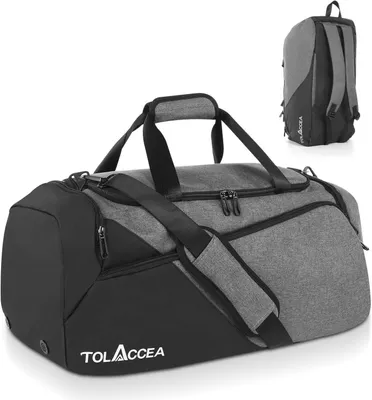 Image de Sac de sport de 47 litres, gris, avec compartiment à chaussures, idéal pour le fitness