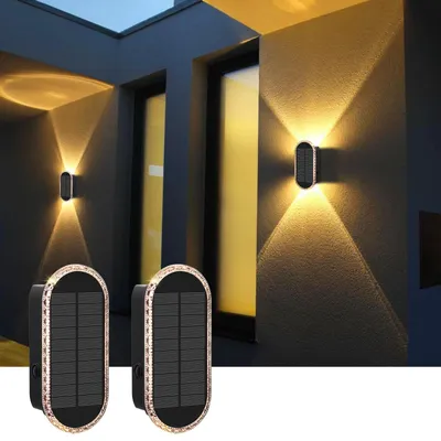 Solar-Wandlampen LED Up & Down Light, 3 Modi, 2 Stück, wasserdicht