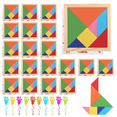 Imagen del producto de Tangram de madera con 20 piezas, ideal para niños