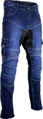 Produktbild von Herren Motorradjeans Bikerjeans Cargojeans mit Protektoren Biker Motorrad Hose(Blau,W32 / L34)