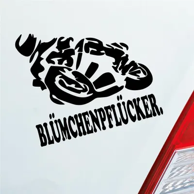 Produktbild von Auto Aufkleber Motorrad Blümchenpflücker Moped Bike Mopped JDM 10x11 cm Schwarz Glanz Sticker Heckscheibenaufkleber