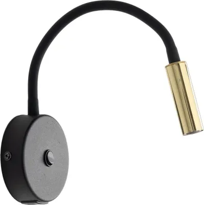 Produktbild von Wandleuchte Metall G9 Flexarm H: 45 cm mit Schalter in Schwarz Gold Wandlampe