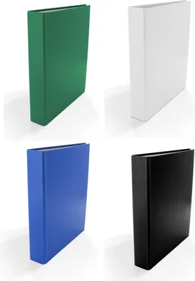 Produktbild von 4x Ringbuch / DIN A5 / 2-Ring Ordner / Farbe: je 1x grün, weiß, blau und schwarz