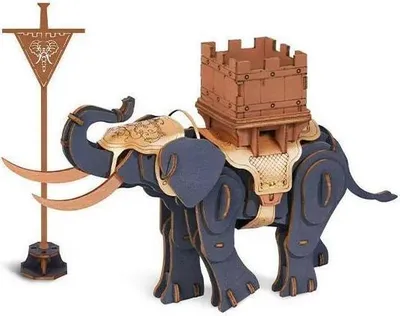 Produktbild von 3D Elefantenkampf-Puzzle, Rowood, Holz, 107 Teile,