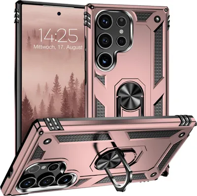 Produktbild von Armor Handyhülle für Samsung Galaxy S24 Ultra Kameraschutz Handy Panzer Case Cover Schutzhülle Outdoor Farbe: Rosegold