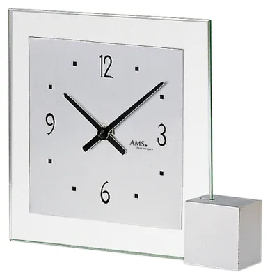Produktbild von AMS 102 Quarz-Tischuhr, Holzsockel, Aluminium, Mineralglas