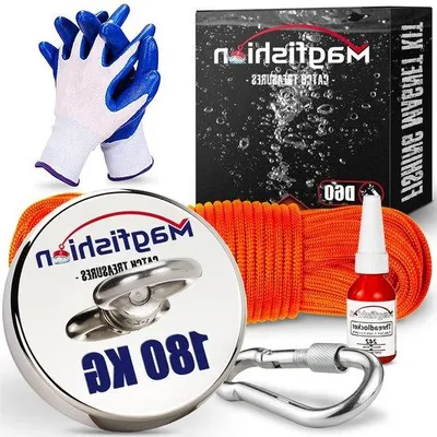 Produktbild von Famanu Magnetfischen Set 160 kg mit Neodym-Magnet und 20 m Seil - Dunkelorange