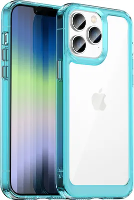 Produktbild von iPhone 14 Pro Hülle, Klar Rückseite Stoßfeste TPU Silikon Bumper Schutzhülle für iPhone 14 Pro Hellblau