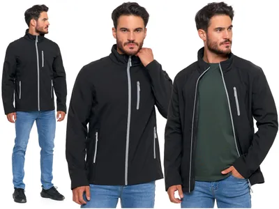 Produktbild von Softshelljacke Herren - winddichte Jacke Größe M - Übergangsjacke schwarz - leichte Jacke