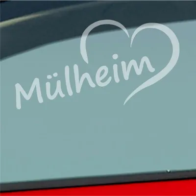 Produktbild von Auto Aufkleber Mülheim Herz Stadt City Liebe Love Heimat 16x8 cm Milchglas Sticker Heckscheibenaufkleber