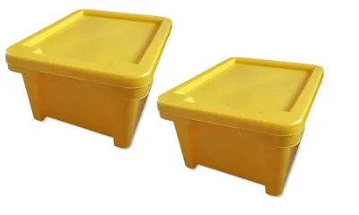 Produktbild von 2er Set Drehstapelbox Multibox Lagerbox Aufbewahrung Kiste Farbe gelb 20 L mit Deckel
