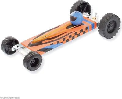 Produktbild von matches21 Rennauto / Rennwagen mit Gummiantrieb Bausatz f. Kinder Werkset Bastelset ab 10 Jahren