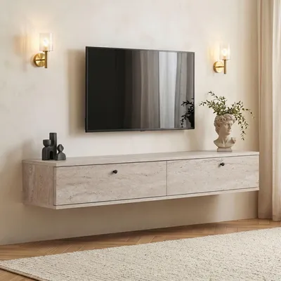 Produktbild von Skye Decor, Hochwertiger TV-Ständer (Elterncode) aus Melamin, Travertin, 160 cm
